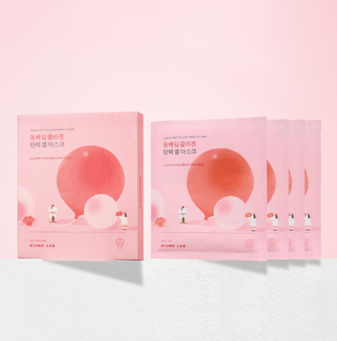 ROUND LAB Camellia Deep Collagen Reflejing Gel Mask 34G x 4EA