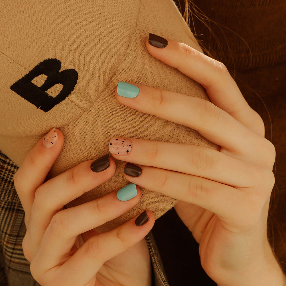 MUZMAK Nail Tips 36pcs #Mint Choco(Short Square)