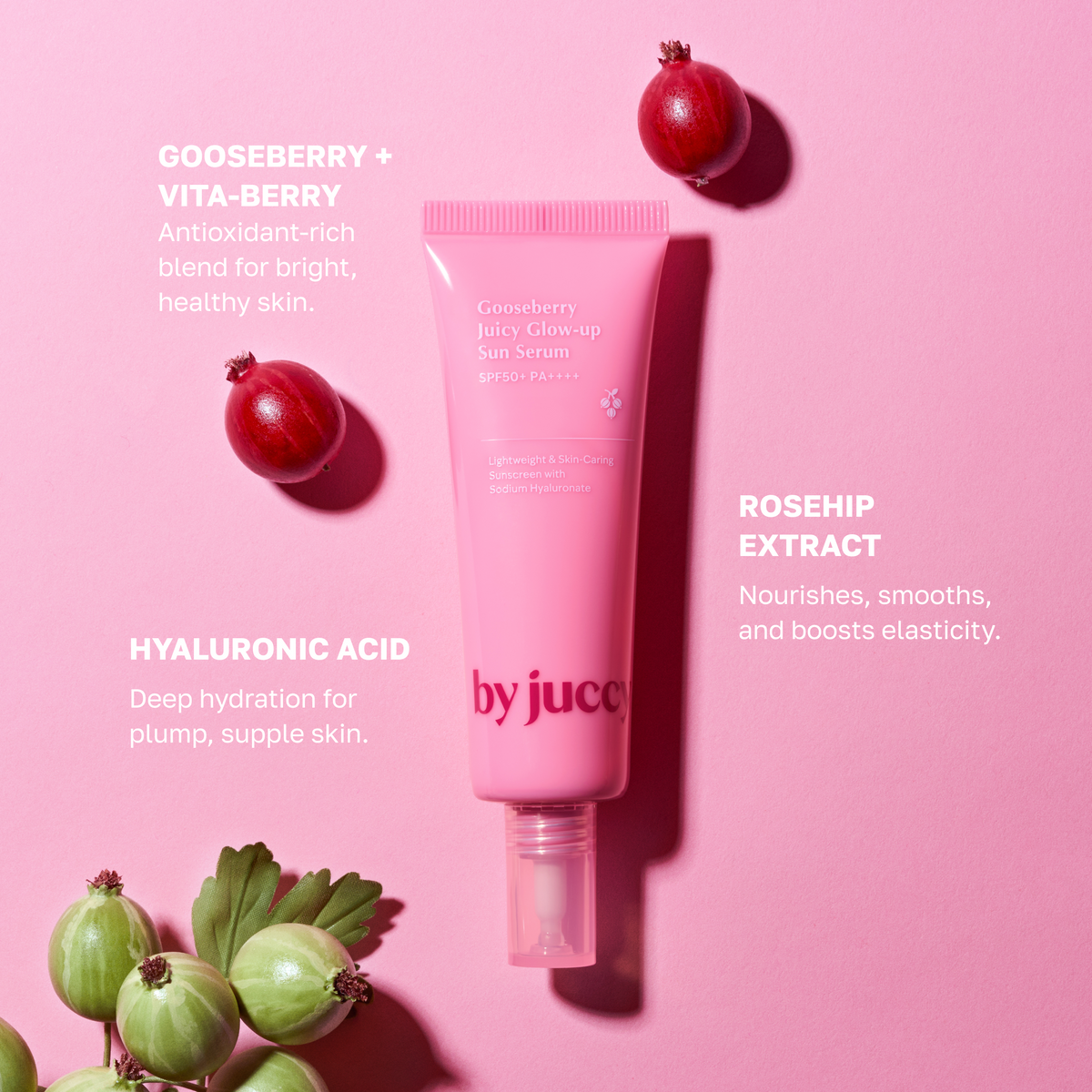 by juccy Gooseberry Juicy Glow-up Sun Serum SPF50+ PA++++ 50ml
