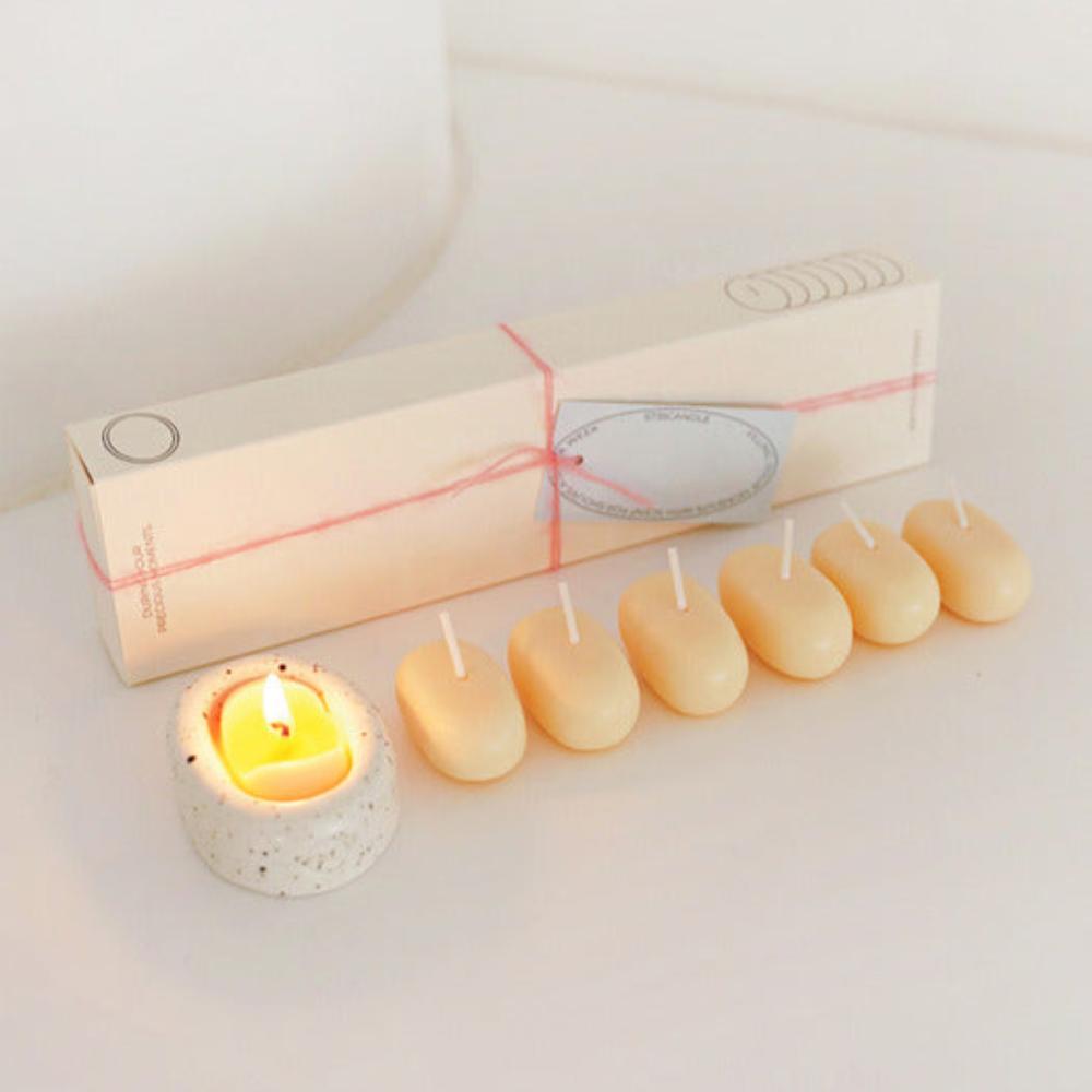 HONEY FLAMINGO 5735 Candle & Holder Gift Set Oatmeal Stone Version