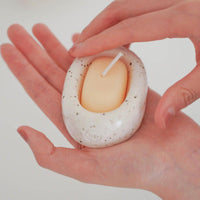 HONEY FLAMINGO 5735 Candle & Holder Gift Set Oatmeal Stone Version