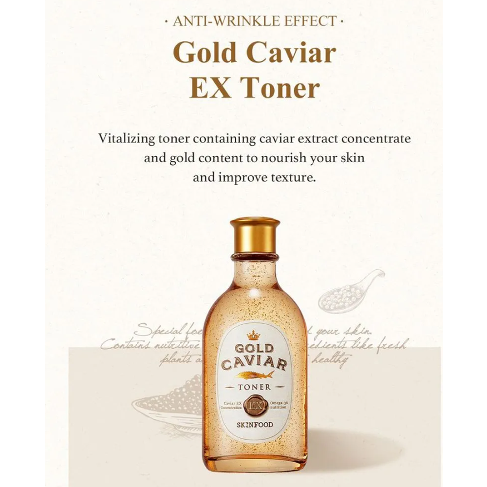 Buy Korean SKINFOOD Gold Caviar EX Toner 145ml Online DODOSKIN