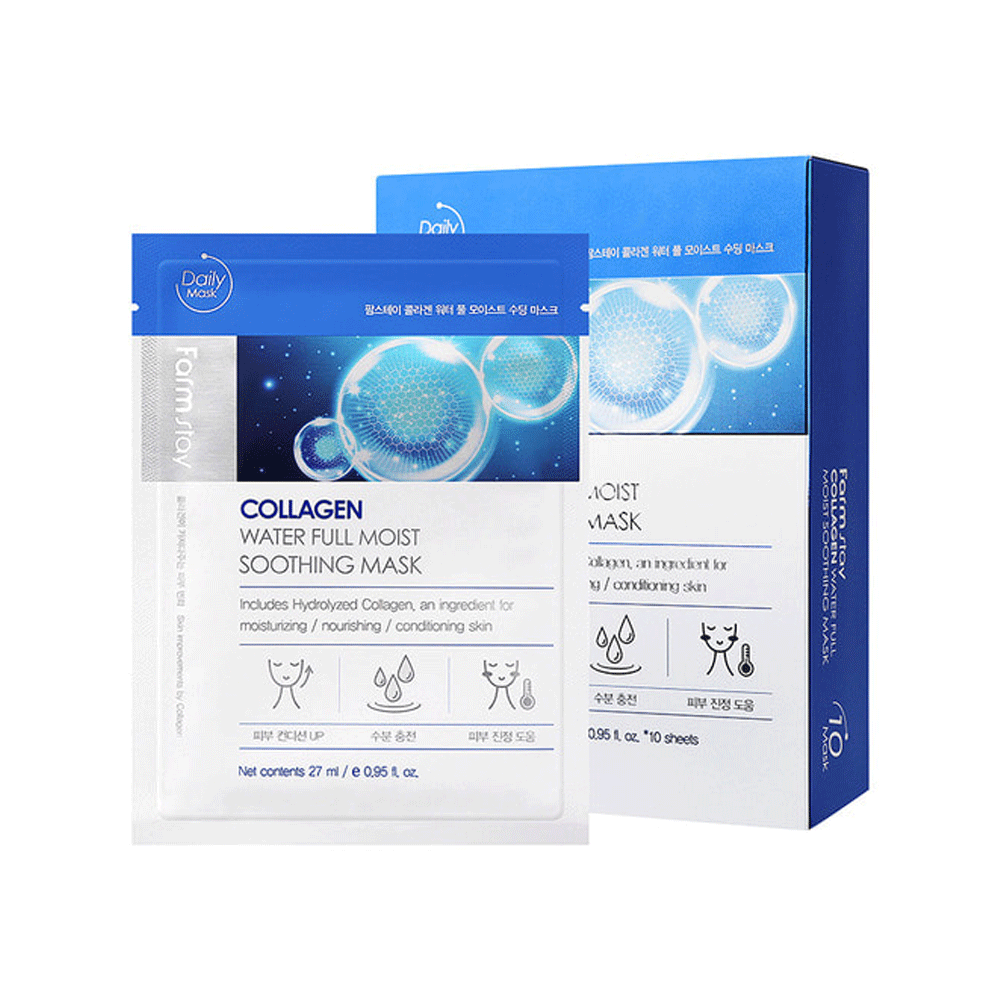 FARMSTAY Collagen Water Full Moist Soothing Mask 27ml* 10ea - DODOSKIN