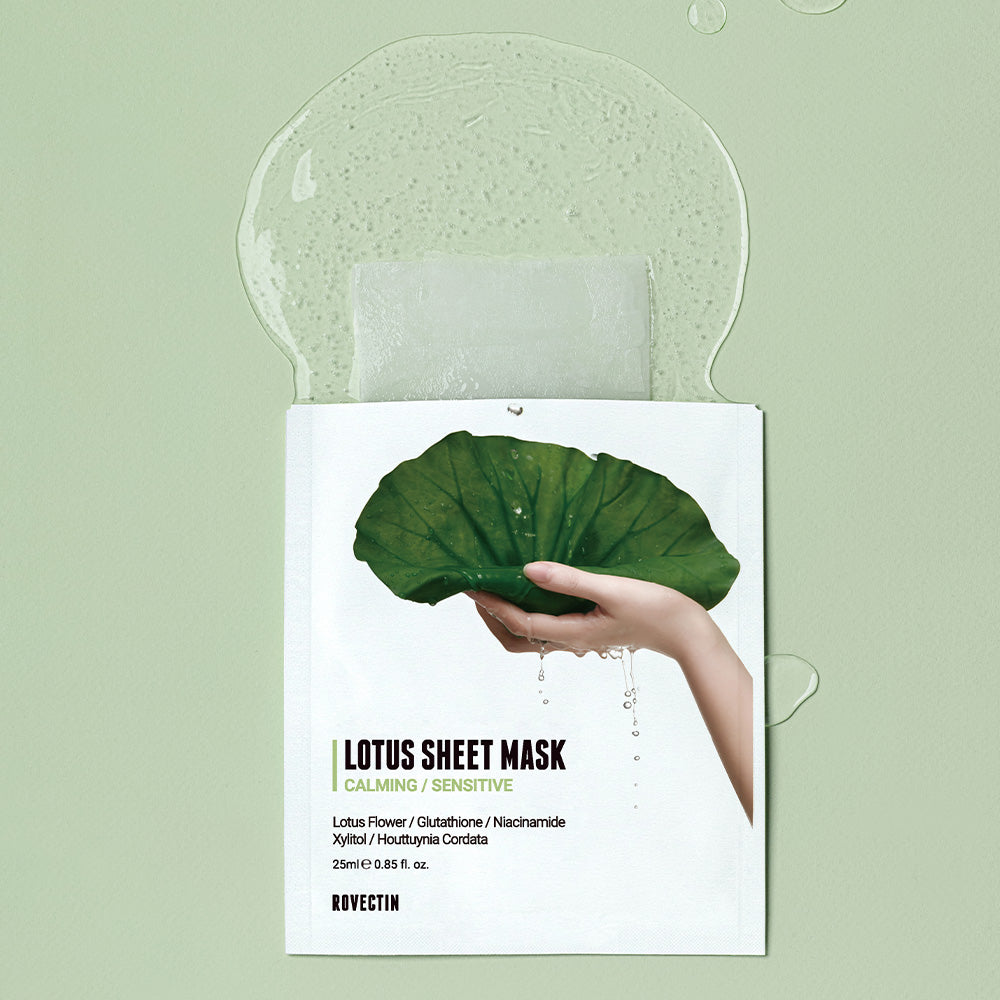 ROVECTIN Calming Lotus Sheet Mask 25ml (1ea / 5ea / 10ea) - DODOSKIN