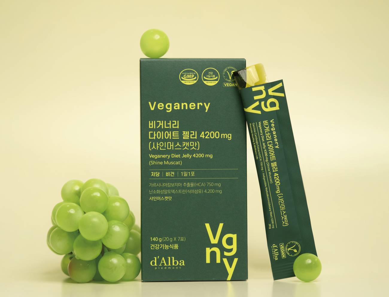 D'ALBA Veganery Diet Jelly 4200mg 1Box (20g x 7ea) - Shine Muscat Flavor - DODOSKIN