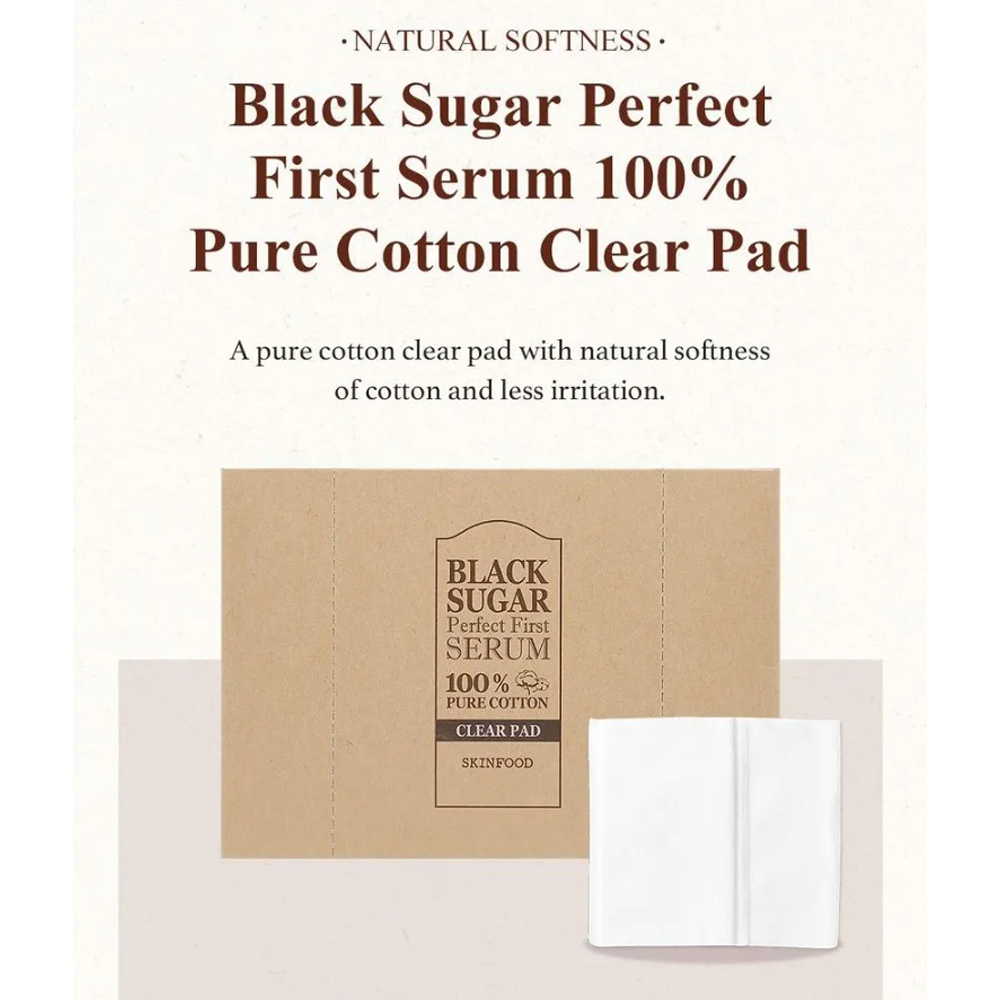 SKINFOOD Black Sugar Perfect First Serum Pure Cotton Clear Pad 60 pcs - DODOSKIN