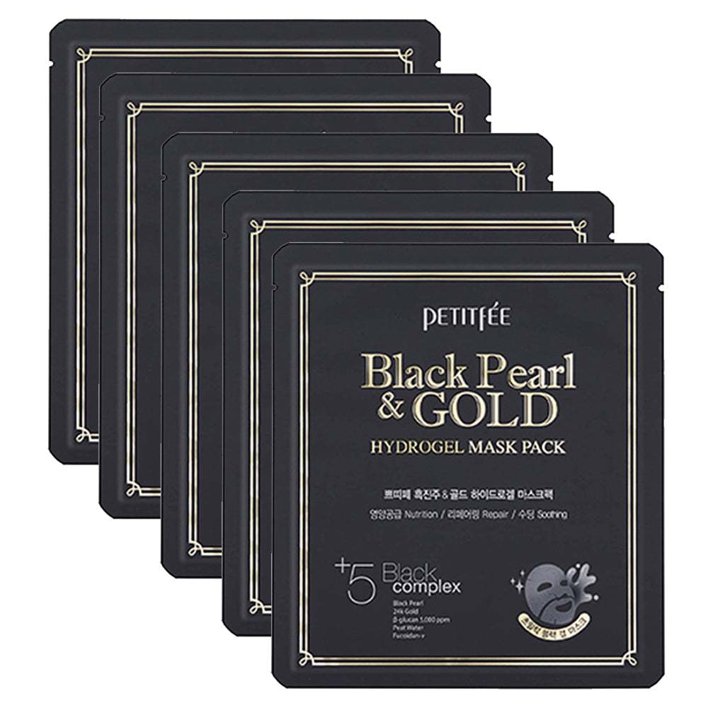 PETITFEE Black Pearl & Gold Hydrogel Mask Pack 5ea