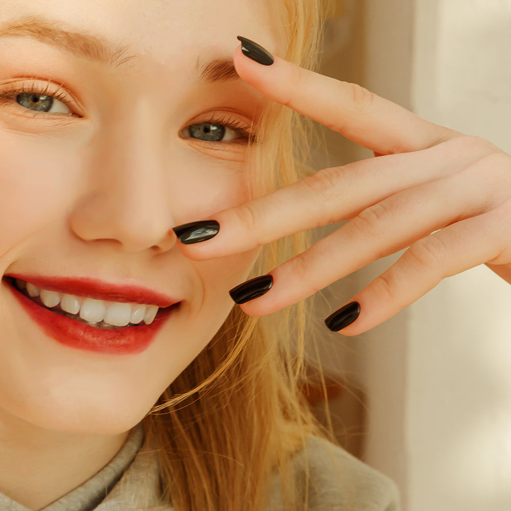 MUZMAK Nail Tips 36pcs #Zet Black(Regular Square)