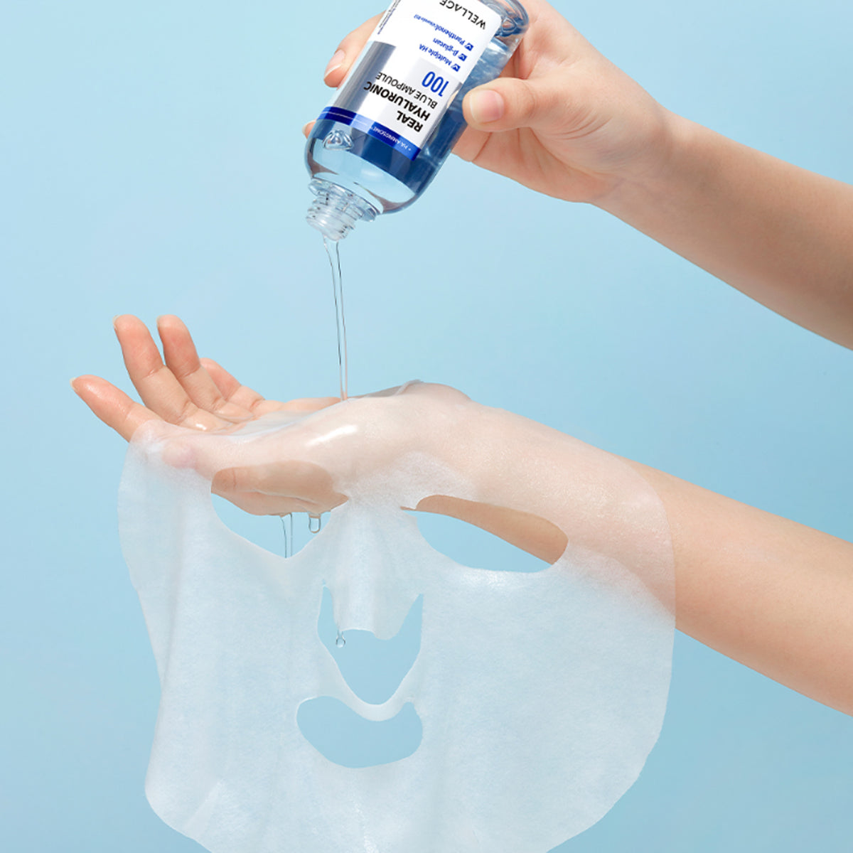 WELLAGE Máscara de ampulle azul hialurónico real 0.27ml * 5ea