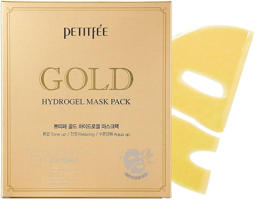 Petitfee Paquete de máscara de hidrogel dorado 5ea/caja