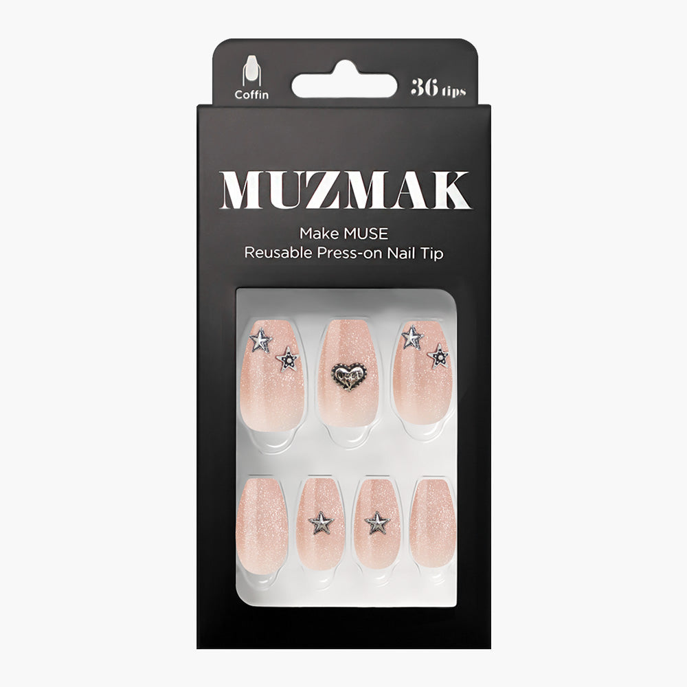 MUZMAK Nail Tips 36pcs #Angel Punk(Coffin)