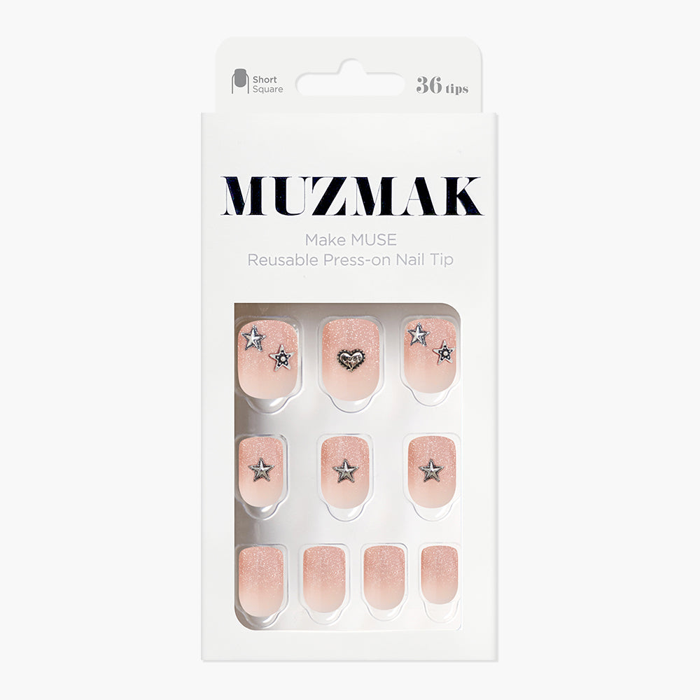 MUZMAK Nail Tips 36pcs #Angel Punk(Short Square)
