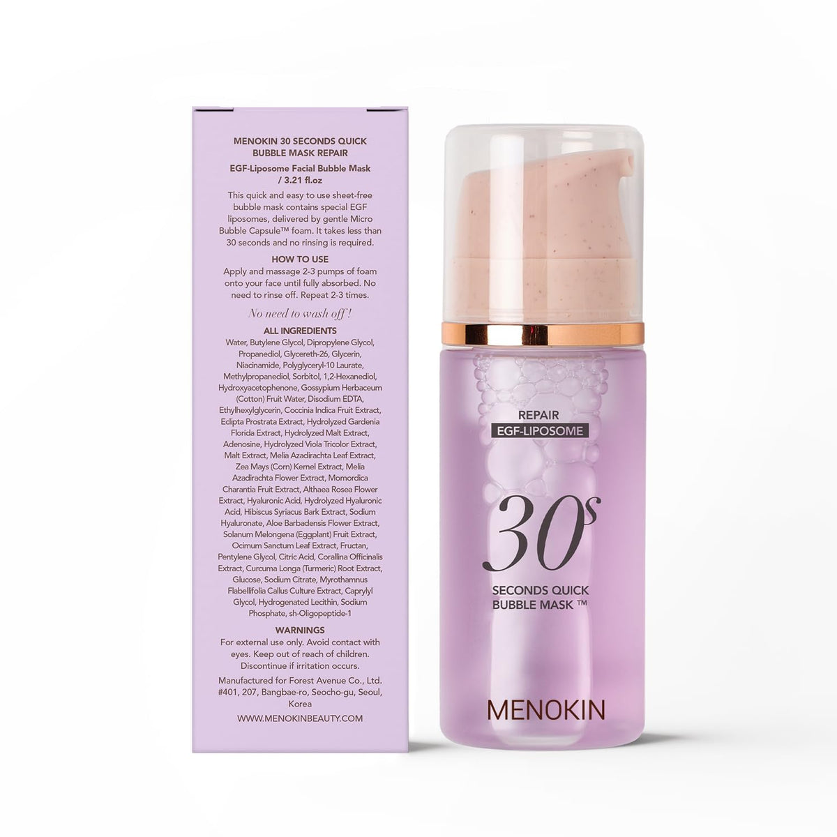 Menokin 30 segundos máscara de burbujas rápida 95ml