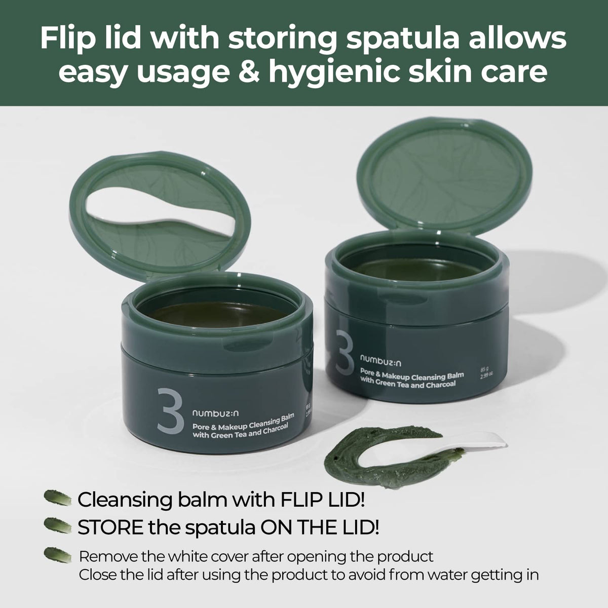 numbuzin No.3 Pore & Makeup Cleansing Balm with Green Tea and Charcoal 85g - DODOSKIN