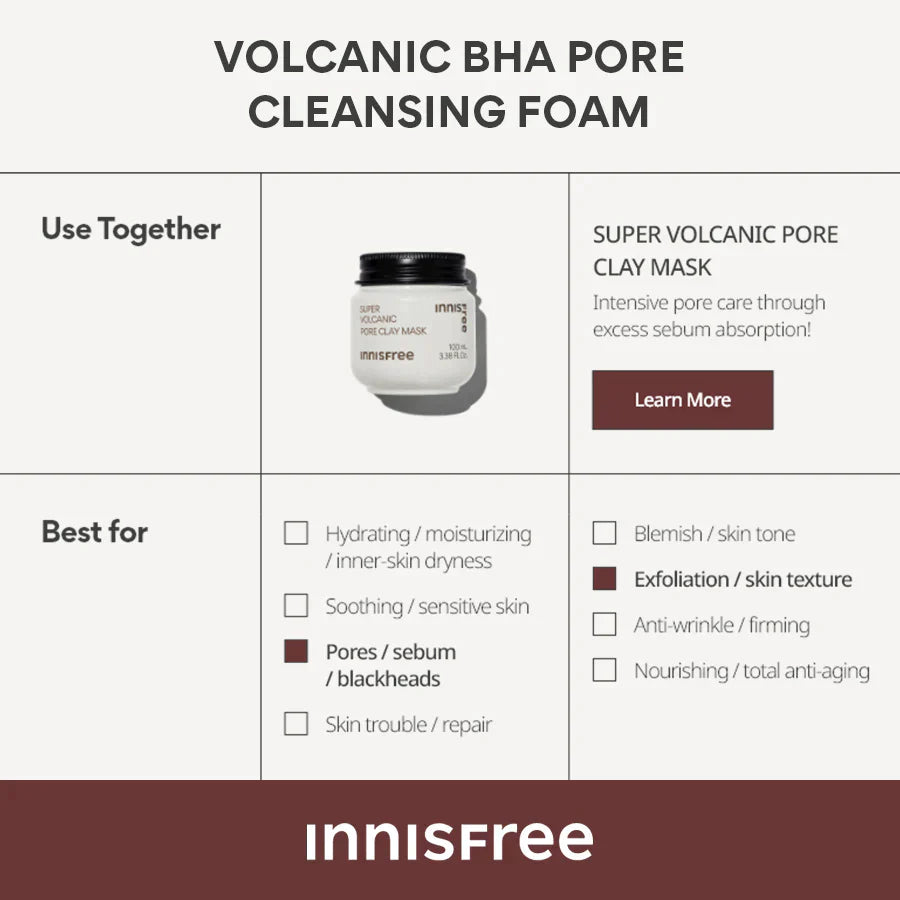 (Matthew검수) Innisfree Volcanic BHA Pore Cleansing Foam 150g - DODOSKIN