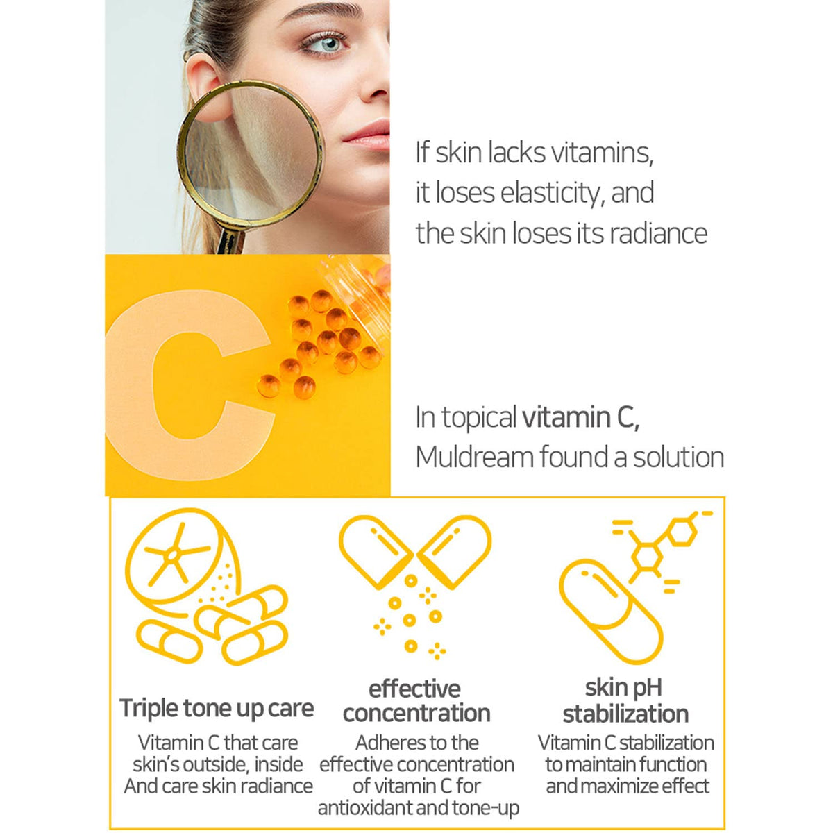 Crema facial brillo de brillo de muldream 50 ml