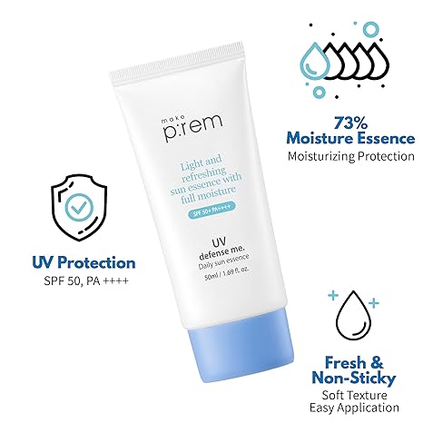 make p:rem UV Defense Me. Daily Sun Essence SPF 50+ PA++++ 50ml - DODOSKIN