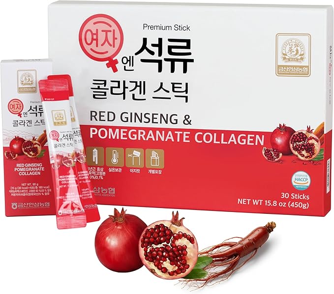 SAMJIWON Korean Beauty Baekje Geumsan Women's Pomegranate Collagen Jelly Stick 5.1oz / 30 Count (5 Pack)