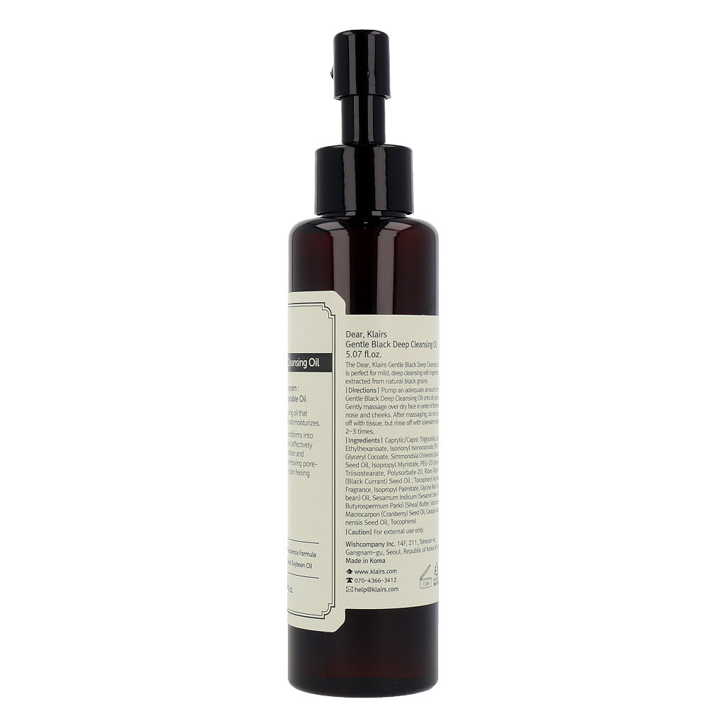 [Expiration imminen] dear, klairs Gentle Black Deep Cleansing Oil 150ml