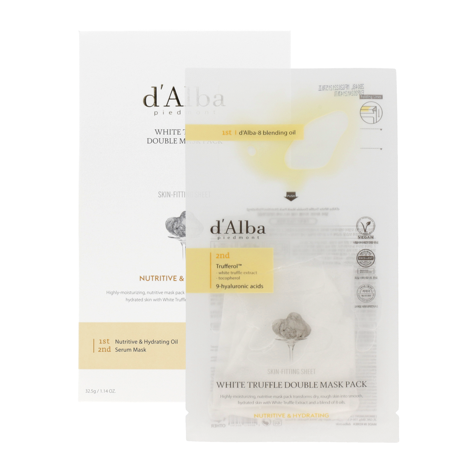 D'ALBA  White Truffle Double Mask Pack (Nutritive) 32.5g x 4ea - DODOSKIN