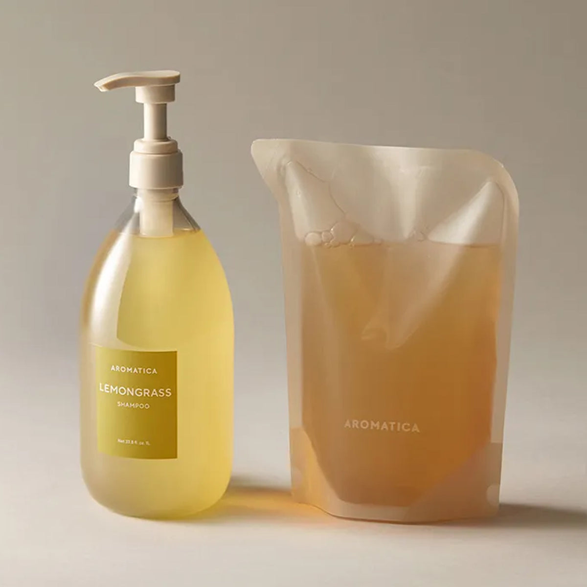 AROMATICA Lemongrass Anti-Hair Loss Shampoo 1L + Refill 500ml Set