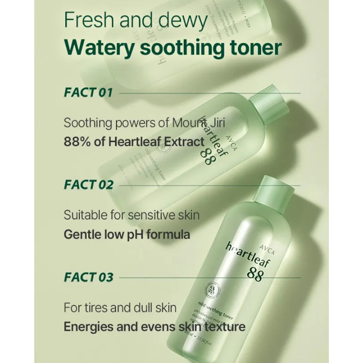 AVCA Heartleaf 88 Tóner suave y calmante 400ml