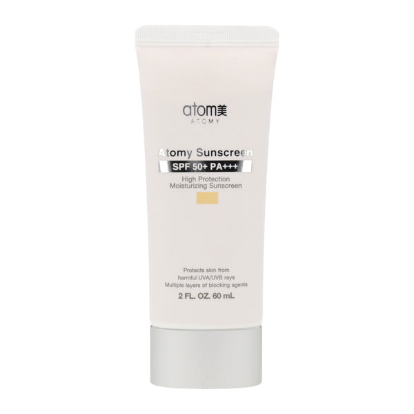 Atomy Sunscreen Beige SPF50+ PA+++ 60ml: A beige sunscreen with high sun protection factor (SPF50+) and PA+++ rating. 60ml size.