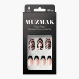 MUZMAK Nail Tips 36pcs #Awesome Zebra(Coffin)