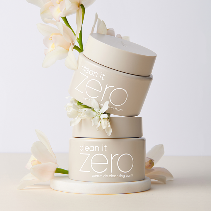 Picture showing BANILA CO Clean It Zero Ceramide Cleansing Balm 100ml, a beauty product in a pink jar with a white cap.