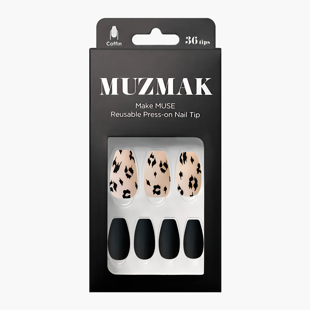 MUZMAK Nail Tips 36pcs #Black Hope(Coffin)