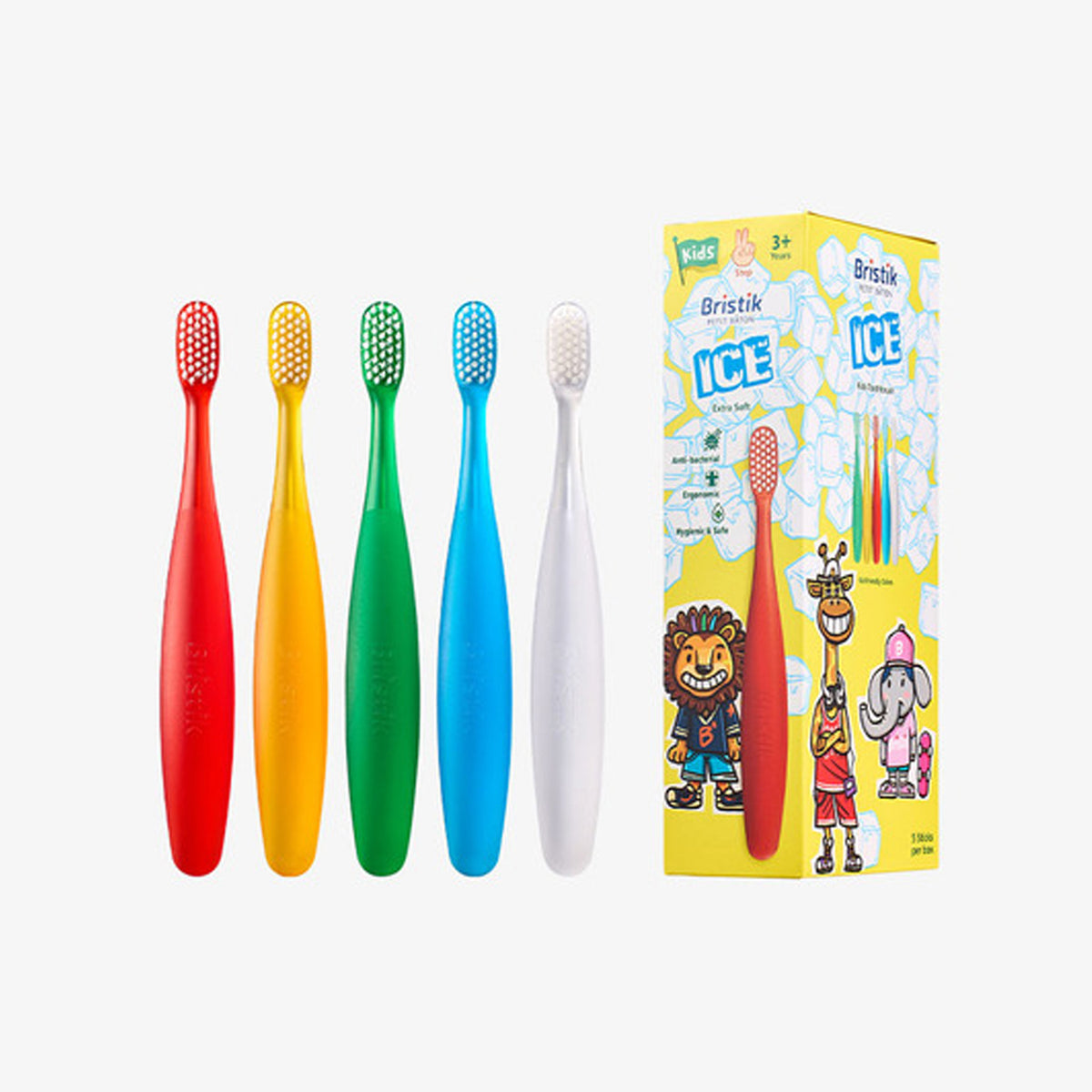 Bristik ERGO Ergonomic Kids Toothbrush (Stage 1/2) 5-Pack [Choose 1 from 6 Options]
