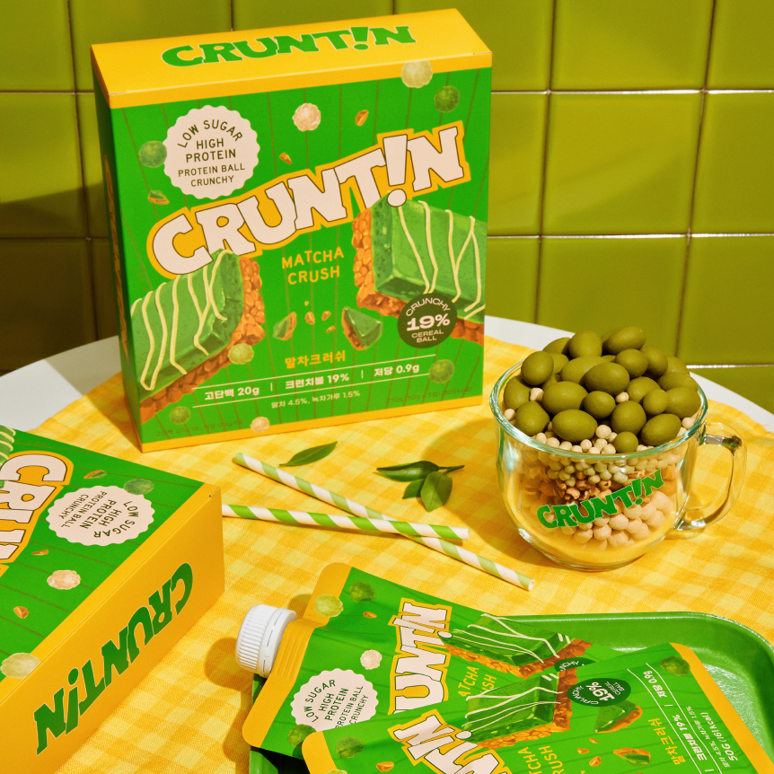 CRUNTIN Crunch Ball Protein Shake – Matcha Flavor, 50g × 20 Packs