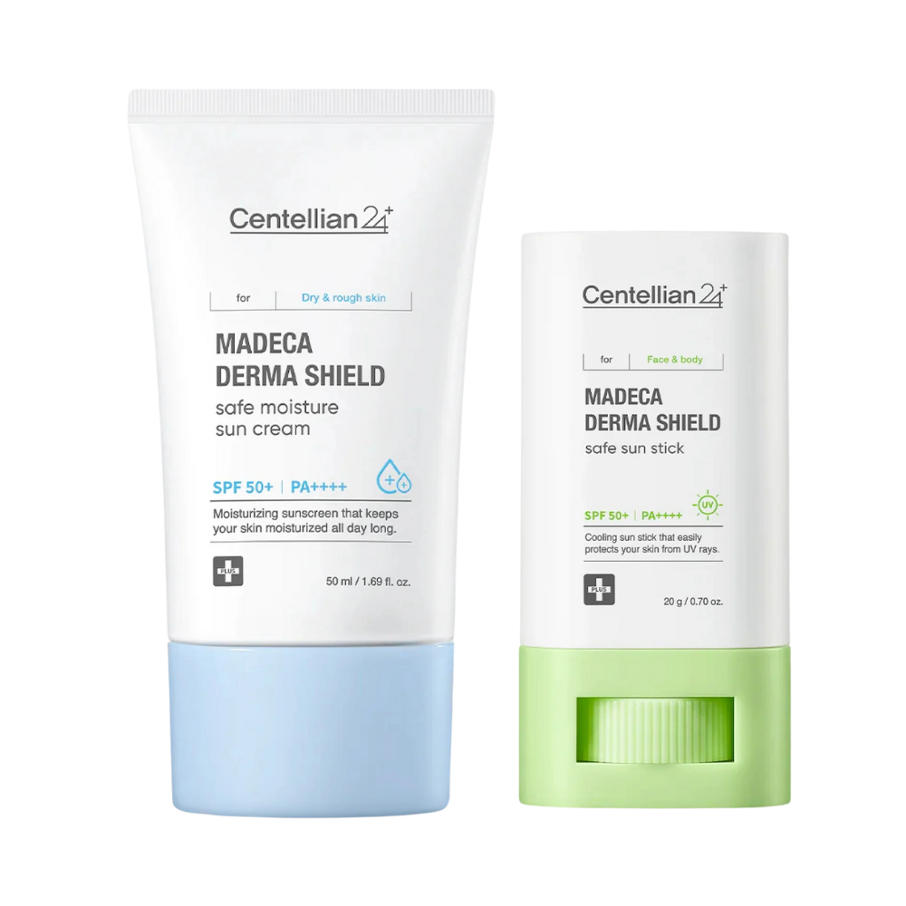 Centellian24 Madeca Derma Shield Moisture Sun Cream 50ml + Sun Stick 18g – Full Moisture & Cooling Sun Care Package
