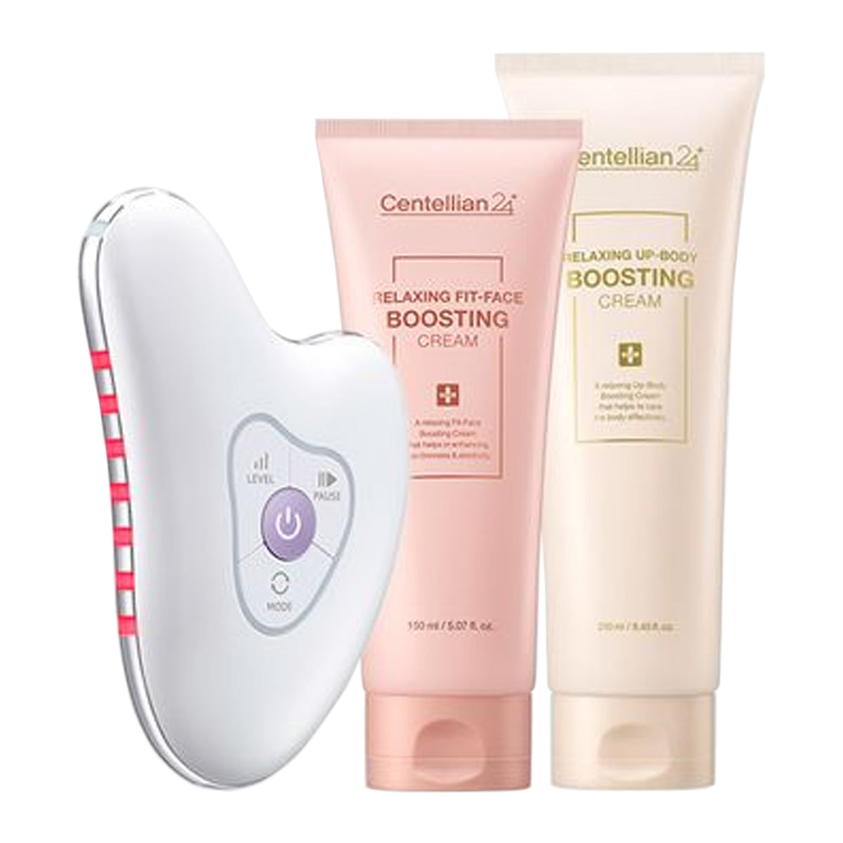 Centellian24 Madeca Prime Ritual White Pearl High-Frequency Galvanic Gua Sha Massager + Face Cream 150ml + Body Cream 250ml