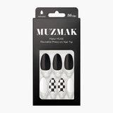 MUZMAK Nail Tips 36pcs #Chess Black(Almond)