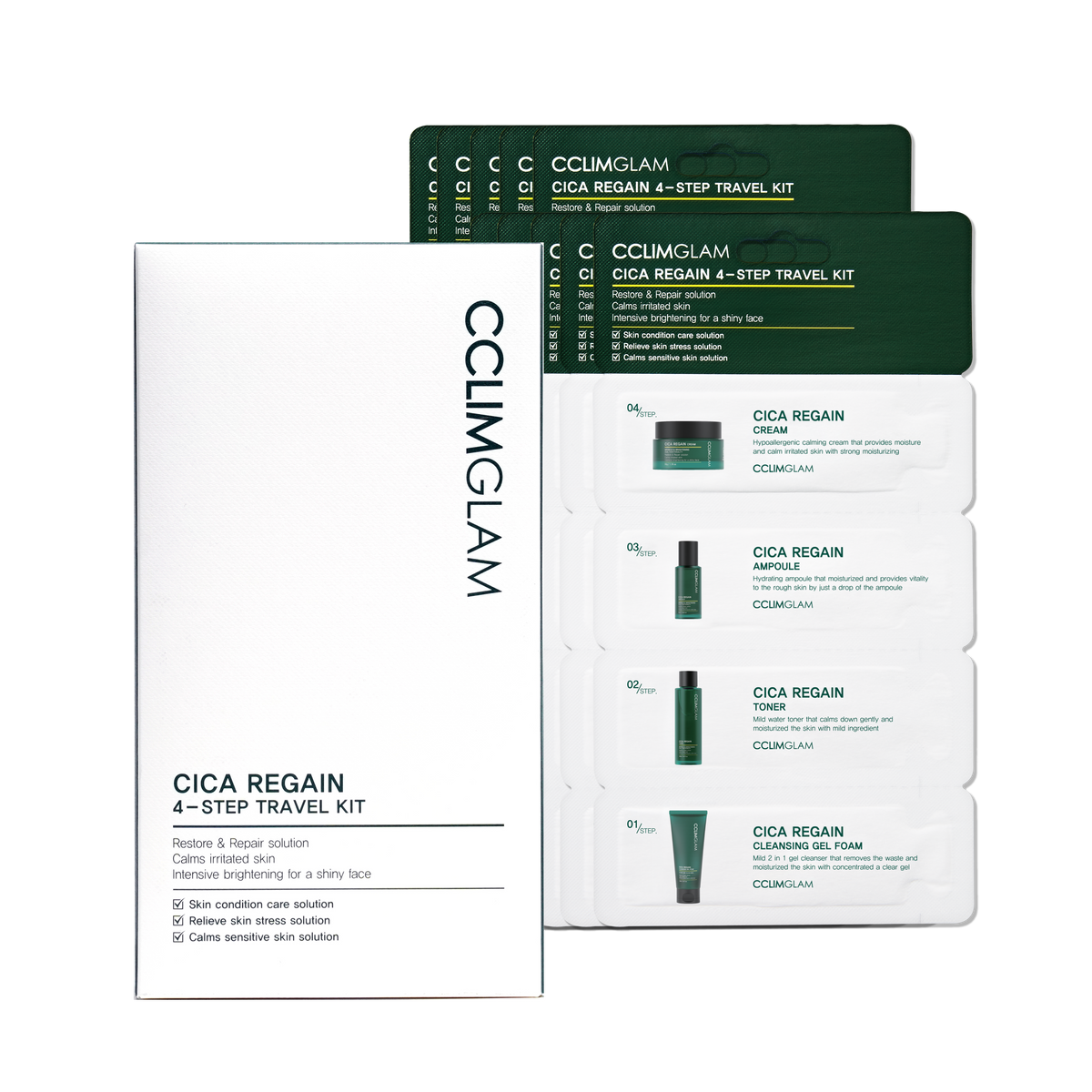 CCLIMGLAM Cica Regain 4-Step Travel Kit 1Box (10ea)