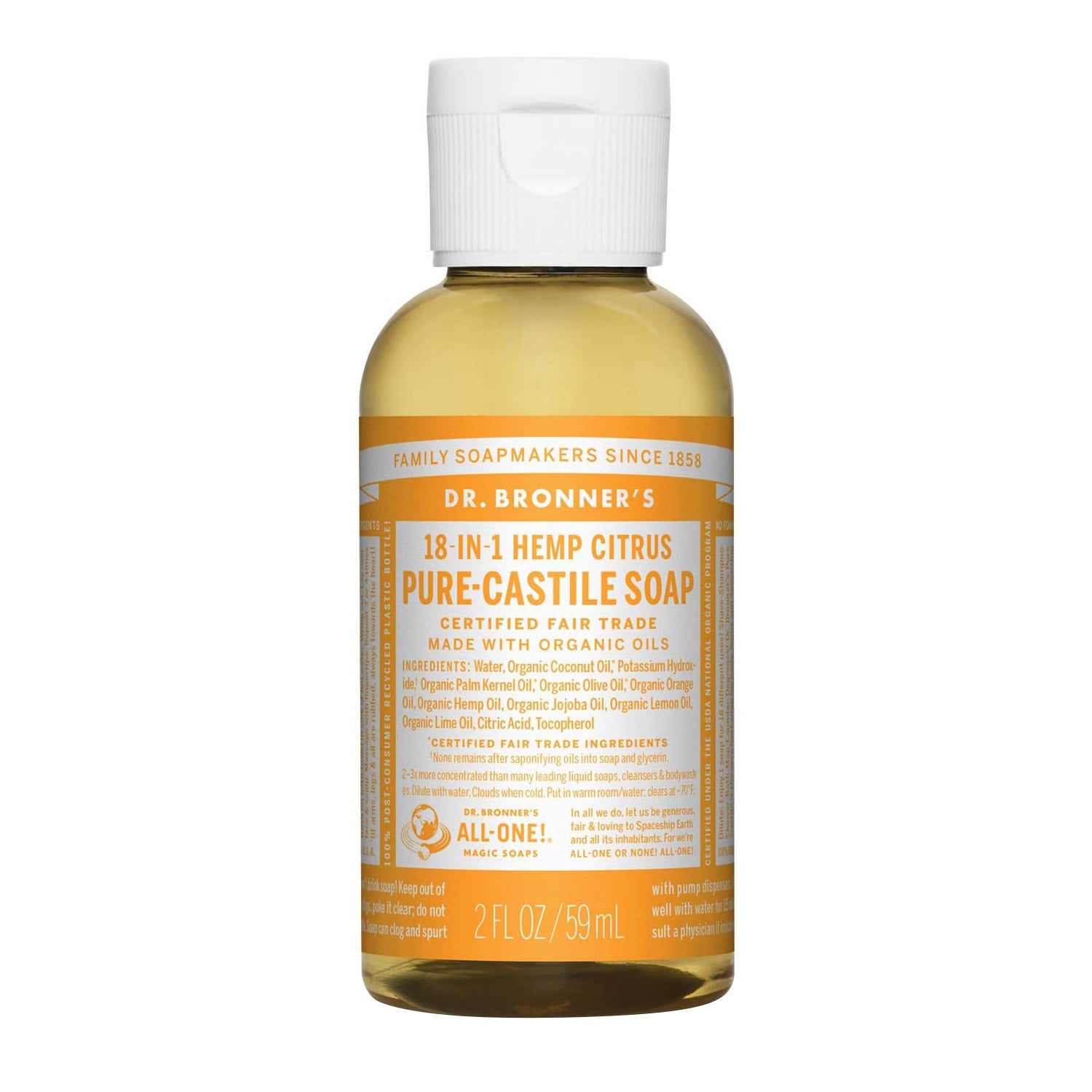 DR.BRONNER'S Citrus Orange Pure Castile Soap 60ml