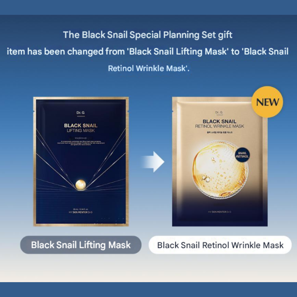 Dr.G Black Snail Retinol 3-Piece Gift Set (2 Options) (Cream 50ml + Ampoule 50ml + 1 Mask Sheet)