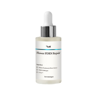 A bottle of Dr. LeE Flower PDRN Repair Barrier Ampoule, labeled as 'flower pfinn repair serum'.