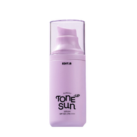 Yellow and orange 55ml bottle of EDIT.B Sunday Sun Serum SPF50+ PA++++, a daily sun protection serum with high SPF and PA ratings.