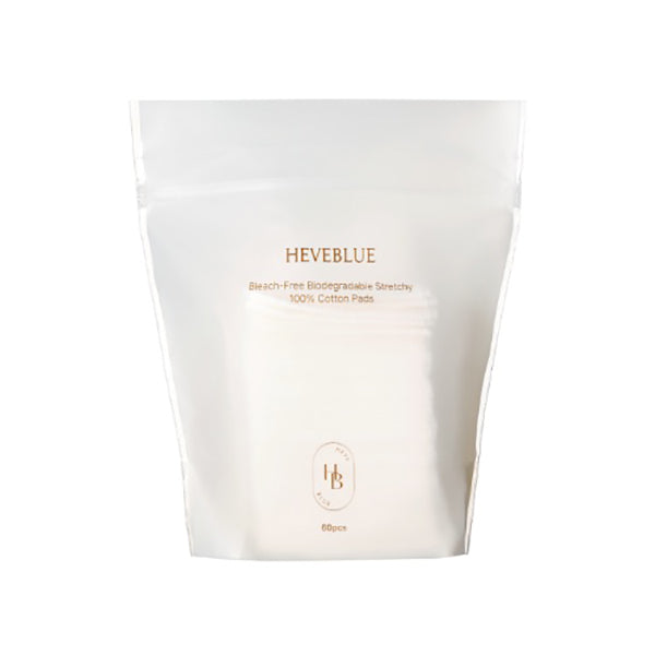 HEVEBLUE Bleach-free Biodegradable Stretchy 100% Cotton Pads 31g 60ea