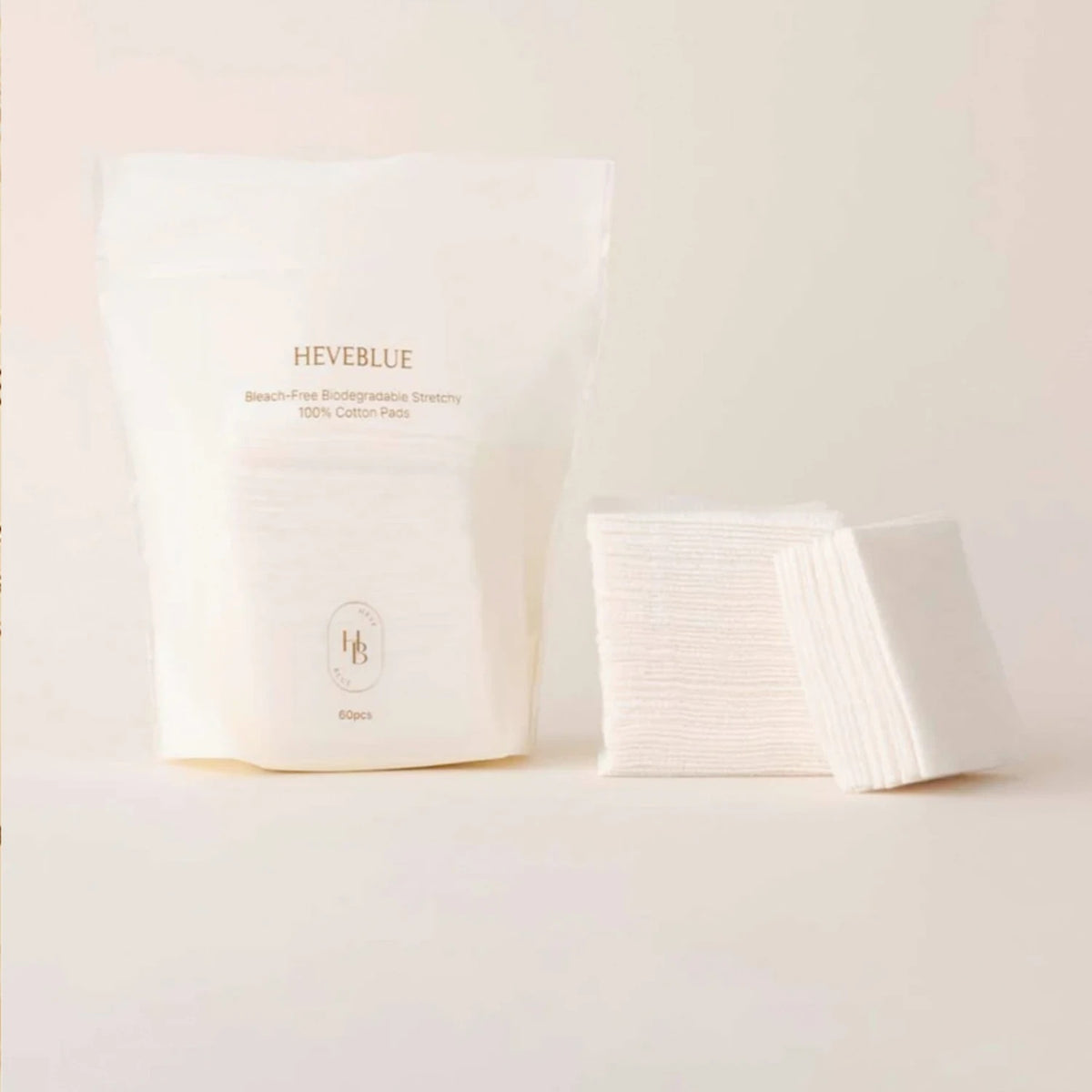 HEVEBLUE Bleach-free Biodegradable Stretchy 100% Cotton Pads 31g 60ea