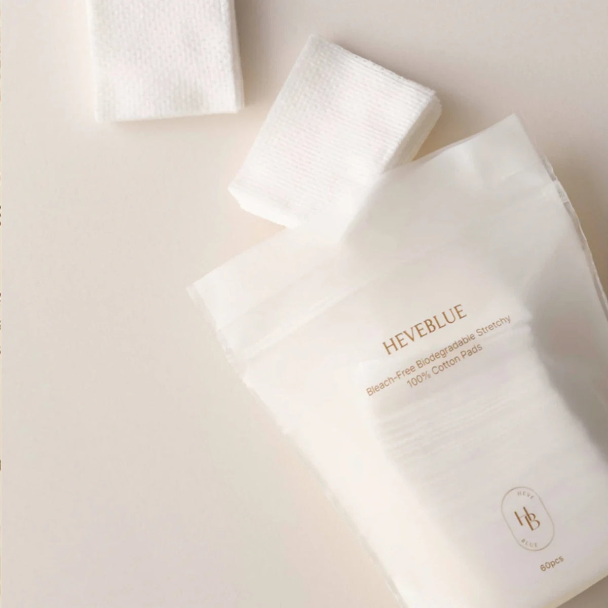 HEVEBLUE Bleach-free Biodegradable Stretchy 100% Cotton Pads 31g 60ea