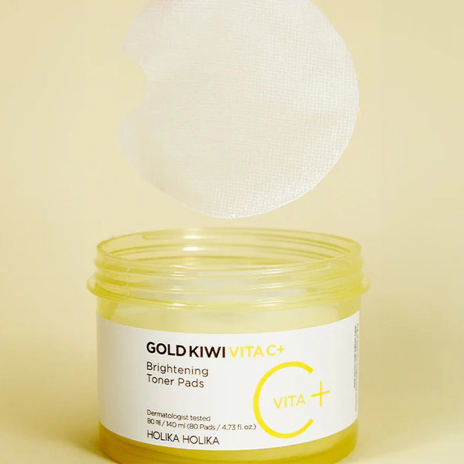 Holika Holika Gold Kiwi Vita C más almohadilla de tóner iluminante 140 ml 80 pades