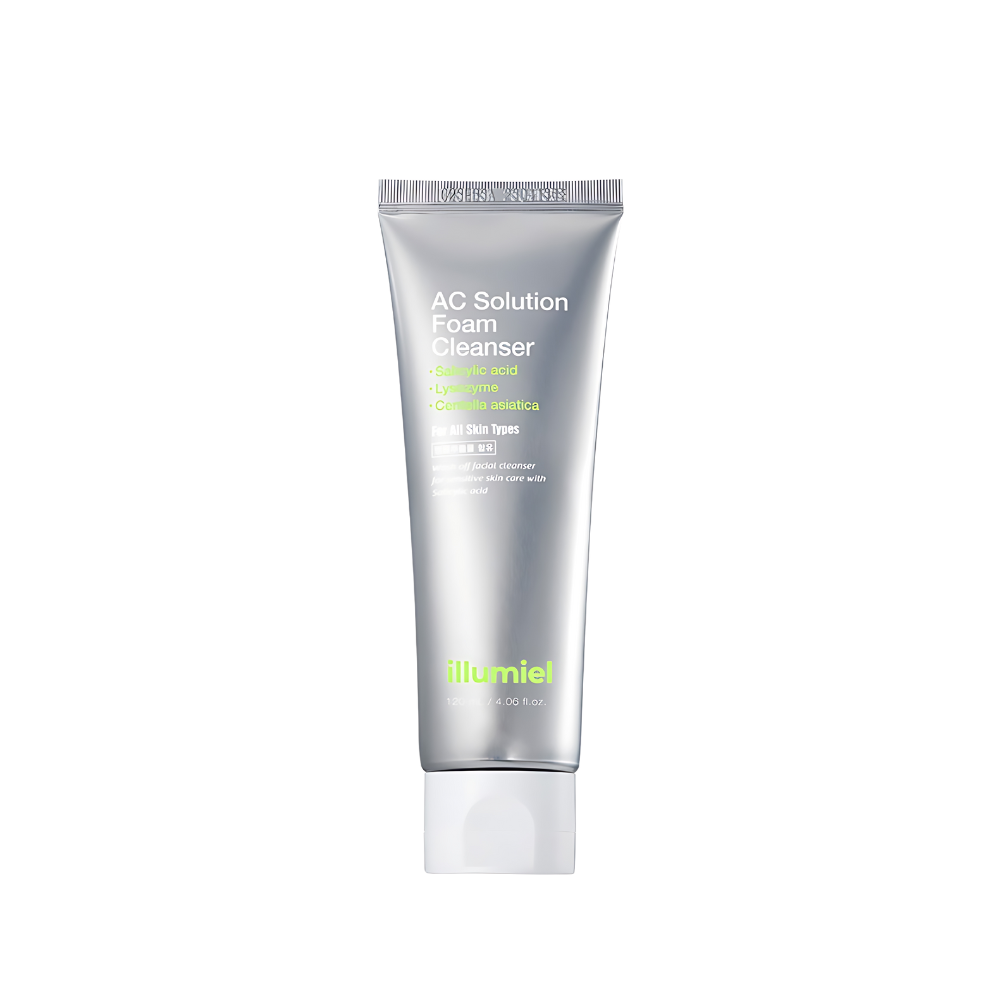 A 120ml bottle of ILLUMIEL AC Solution Foam Cleanser, designed to cleanse and purify the skin.