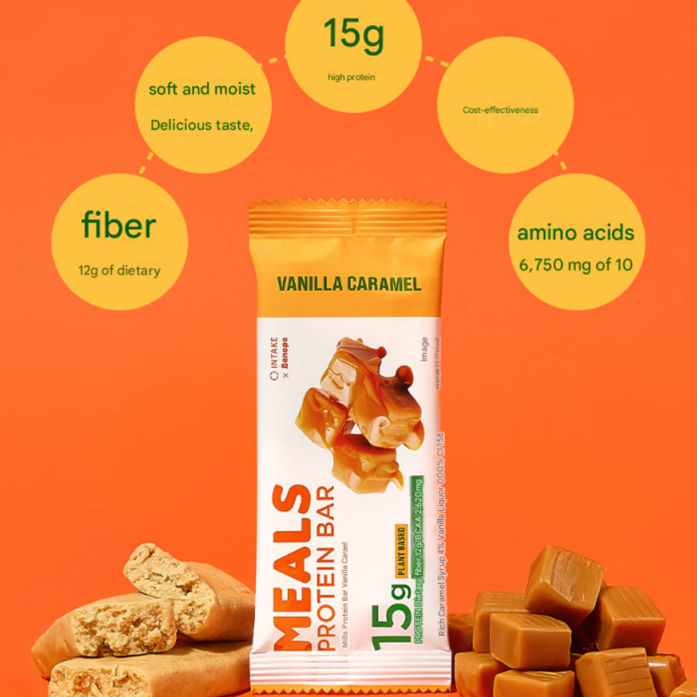 INTAKE Mills Protein 15g Bar 2 Types (8 Pieces: Deep Chocolate / Vanilla Caramel) — Choose 1 from 3 Options
