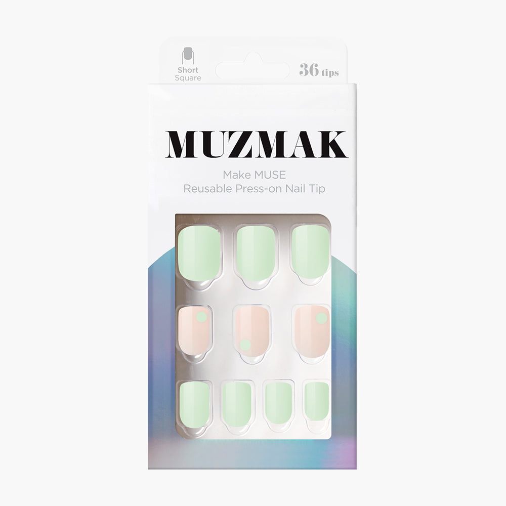 MUZMAK Nail Tips 36pcs #Leaf(Short Square)