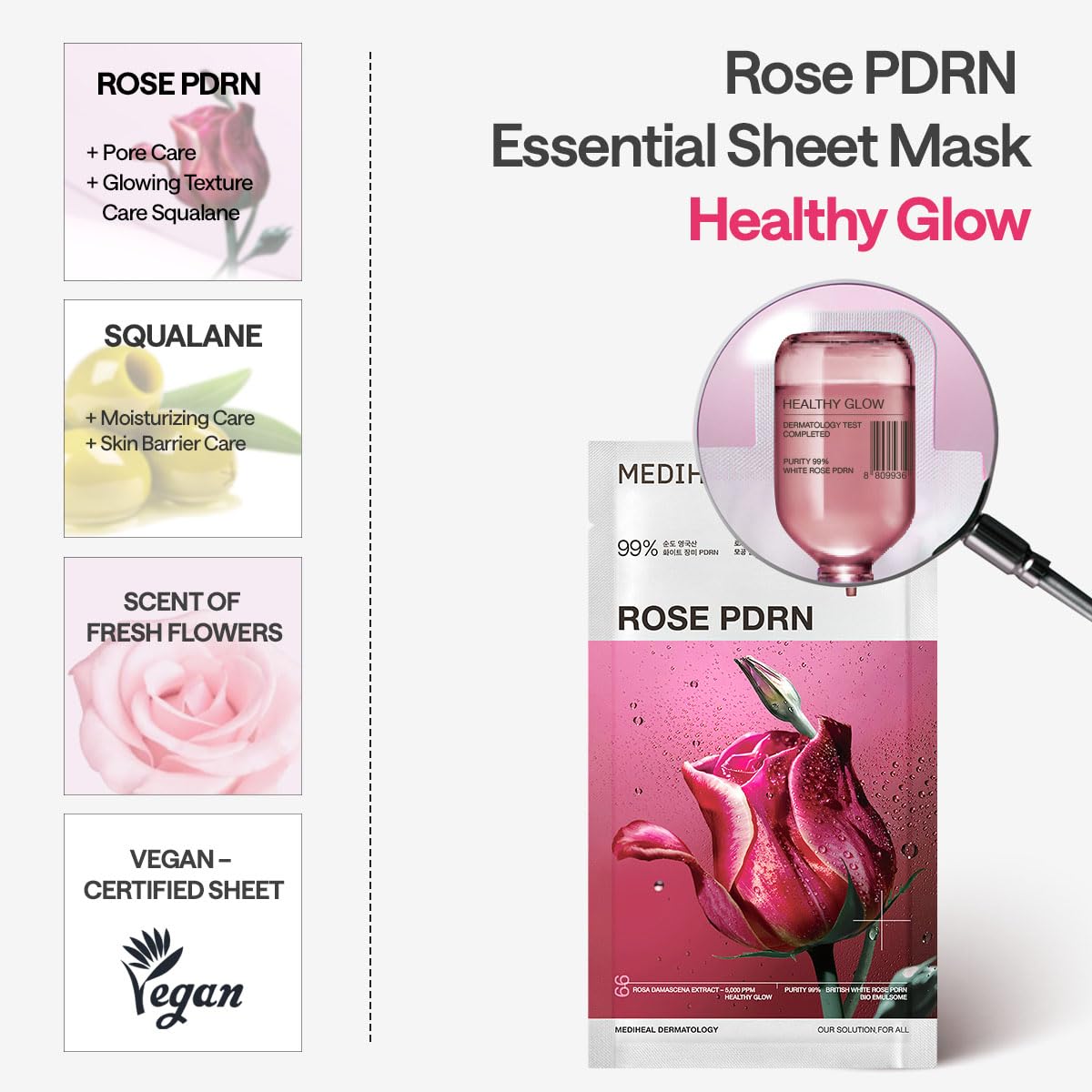 Mediheal ROSE PDRN シートマスク　プランエスクリニック Mediheal Rose PDRN Face Essential Mask Pack 10sheets Repair