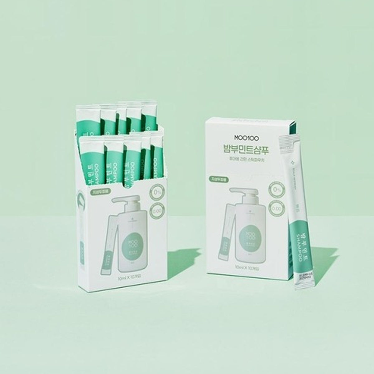 MOO100 Bamboo Mint Shampoo Travel Stick Pouch 10 ml × 10pcs