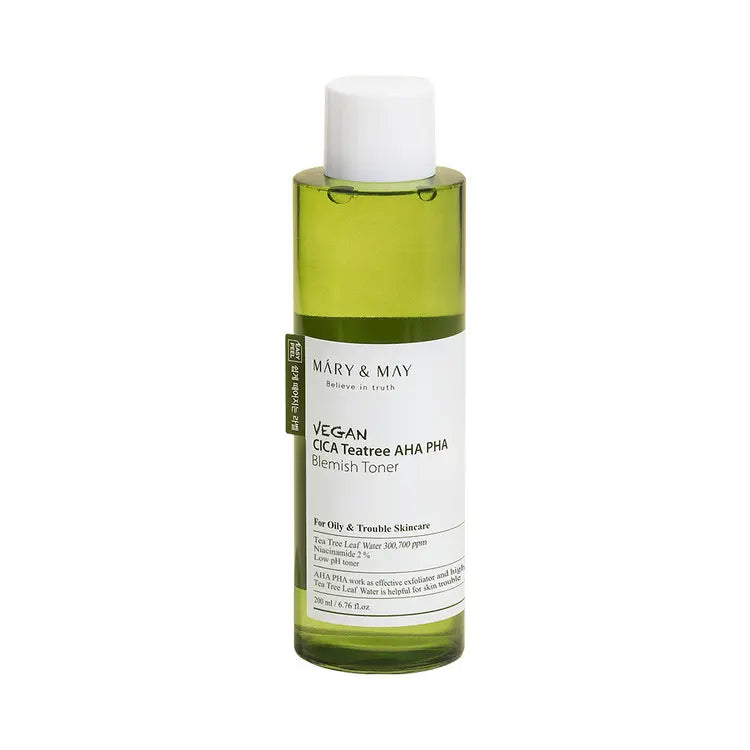 Mary&May Vegan Cica Teatree AHA PHA Blemish Toner 200ml - DODOSKIN